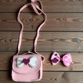 Heart pink purse &hair bow(set)