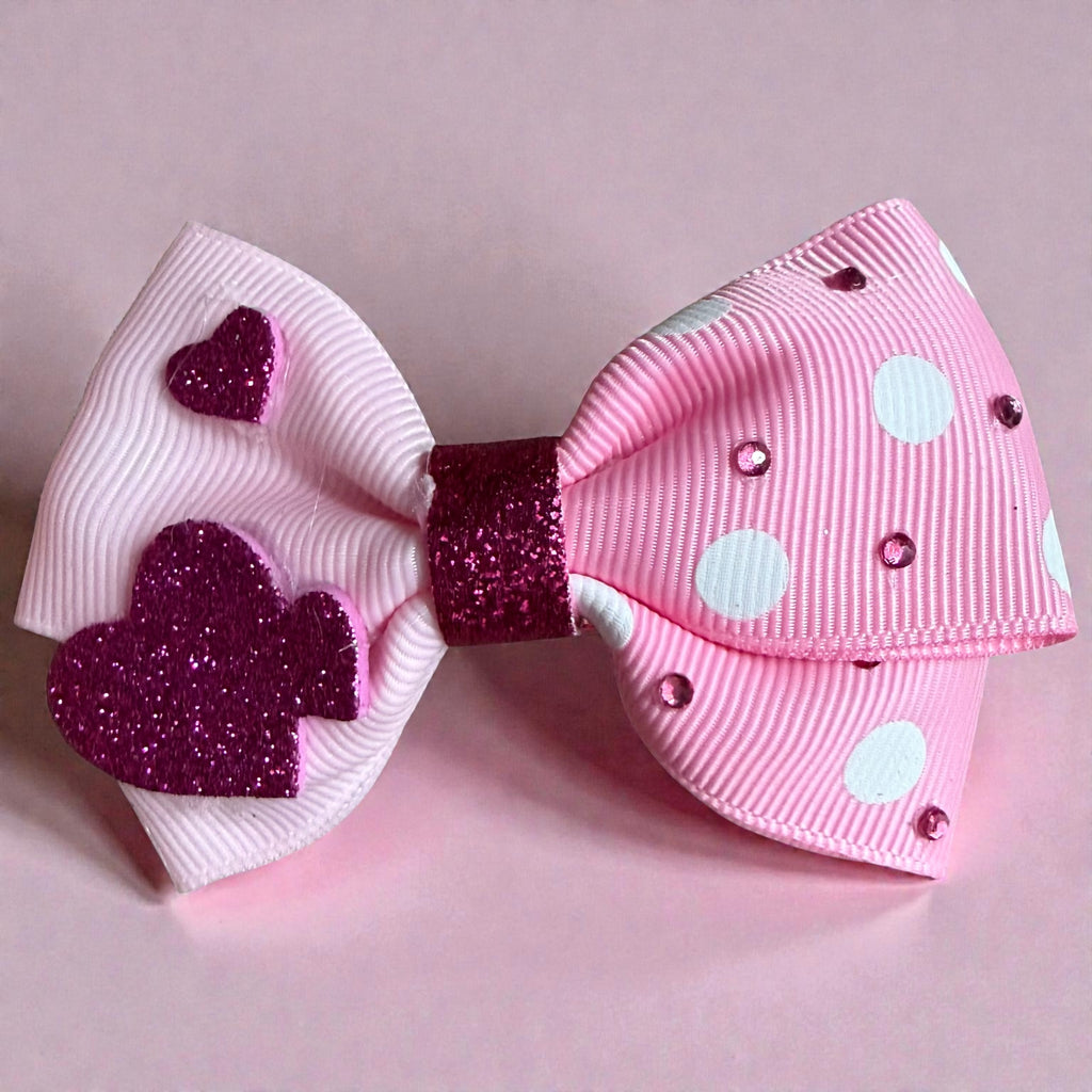 Heart pink purse &hair bow(set)