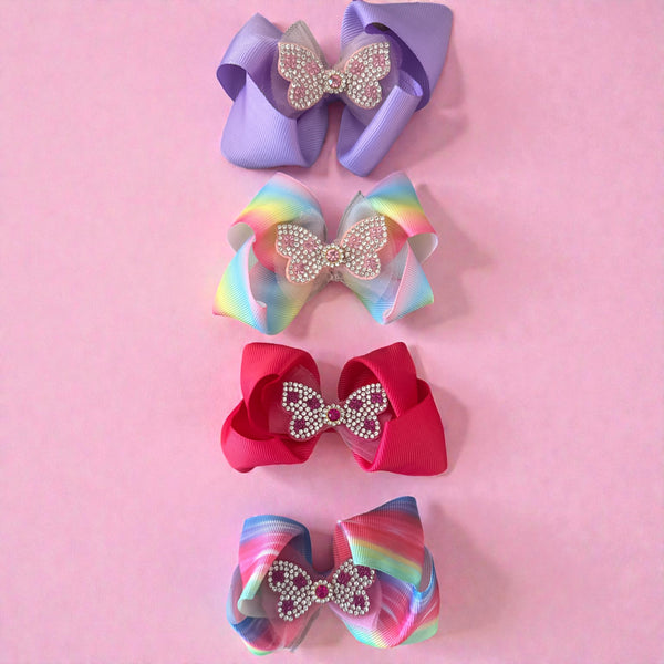 Hair bows butterfly spark set of 4