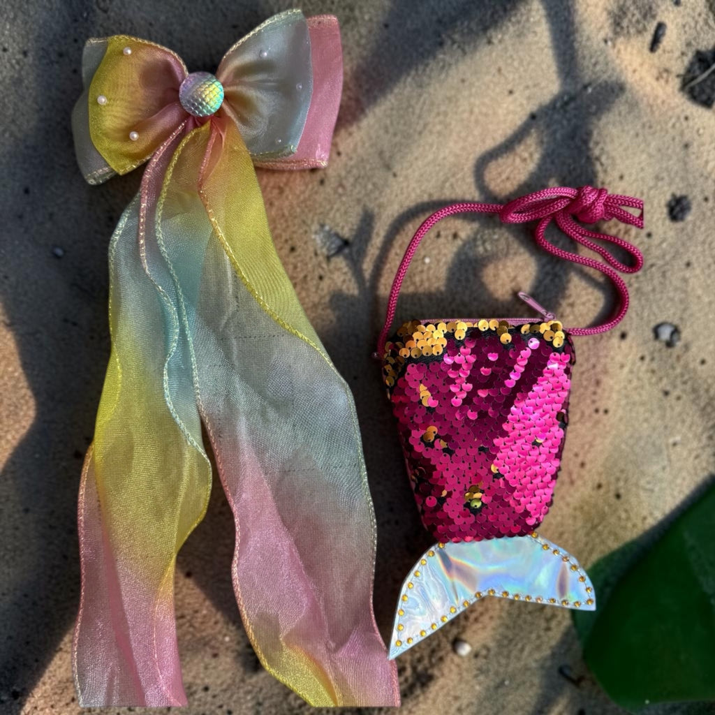 mermaid purse and hair bow (set)