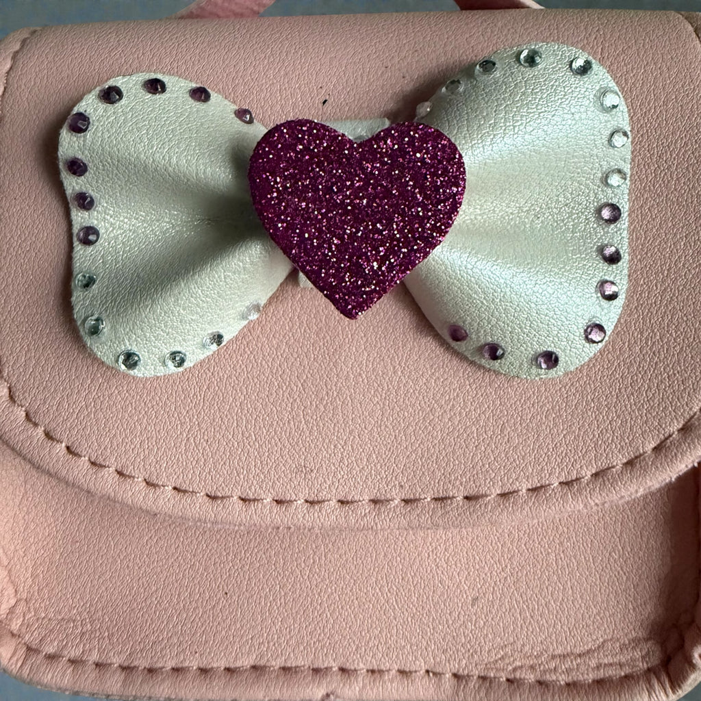 Heart pink purse &hair bow(set)