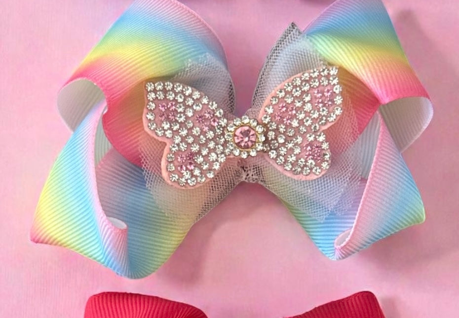 Hair bows butterfly spark set of 4