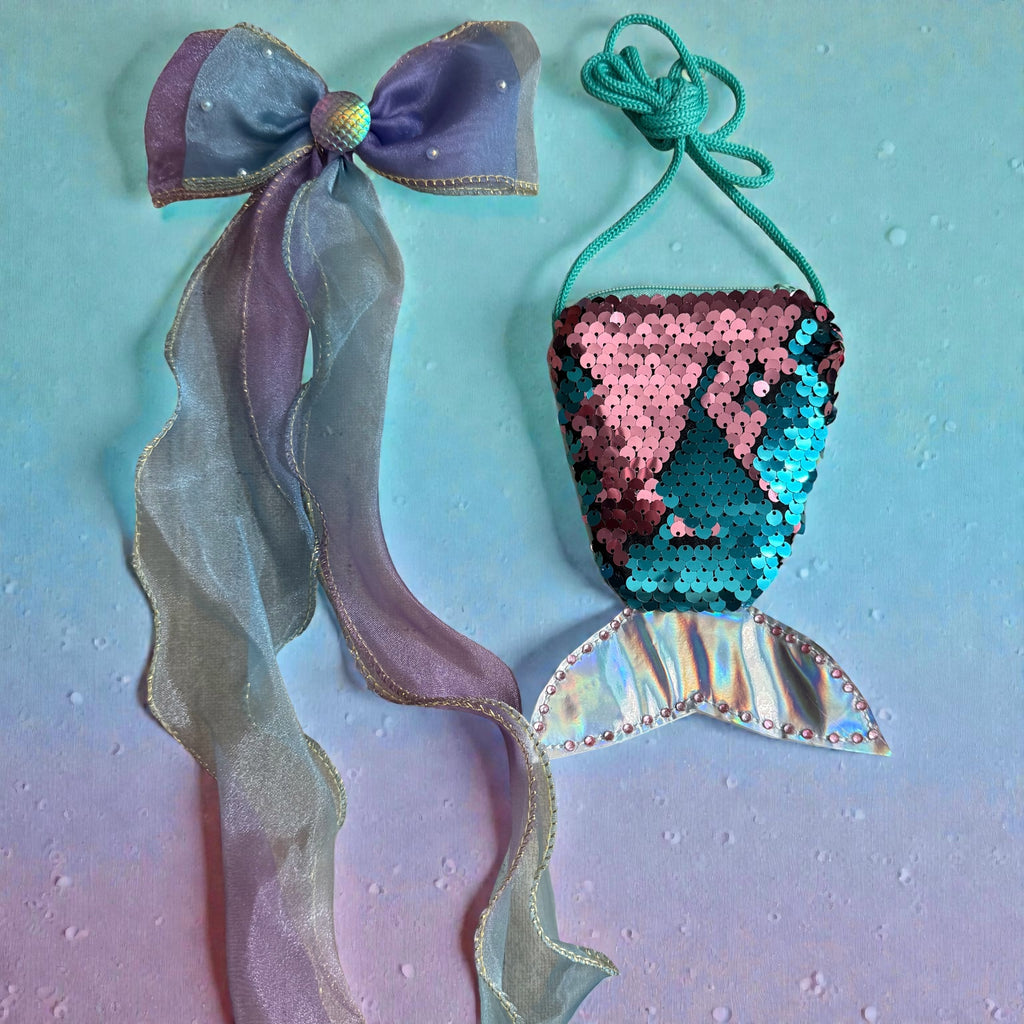 Mermaid purse and color hair bow (set)