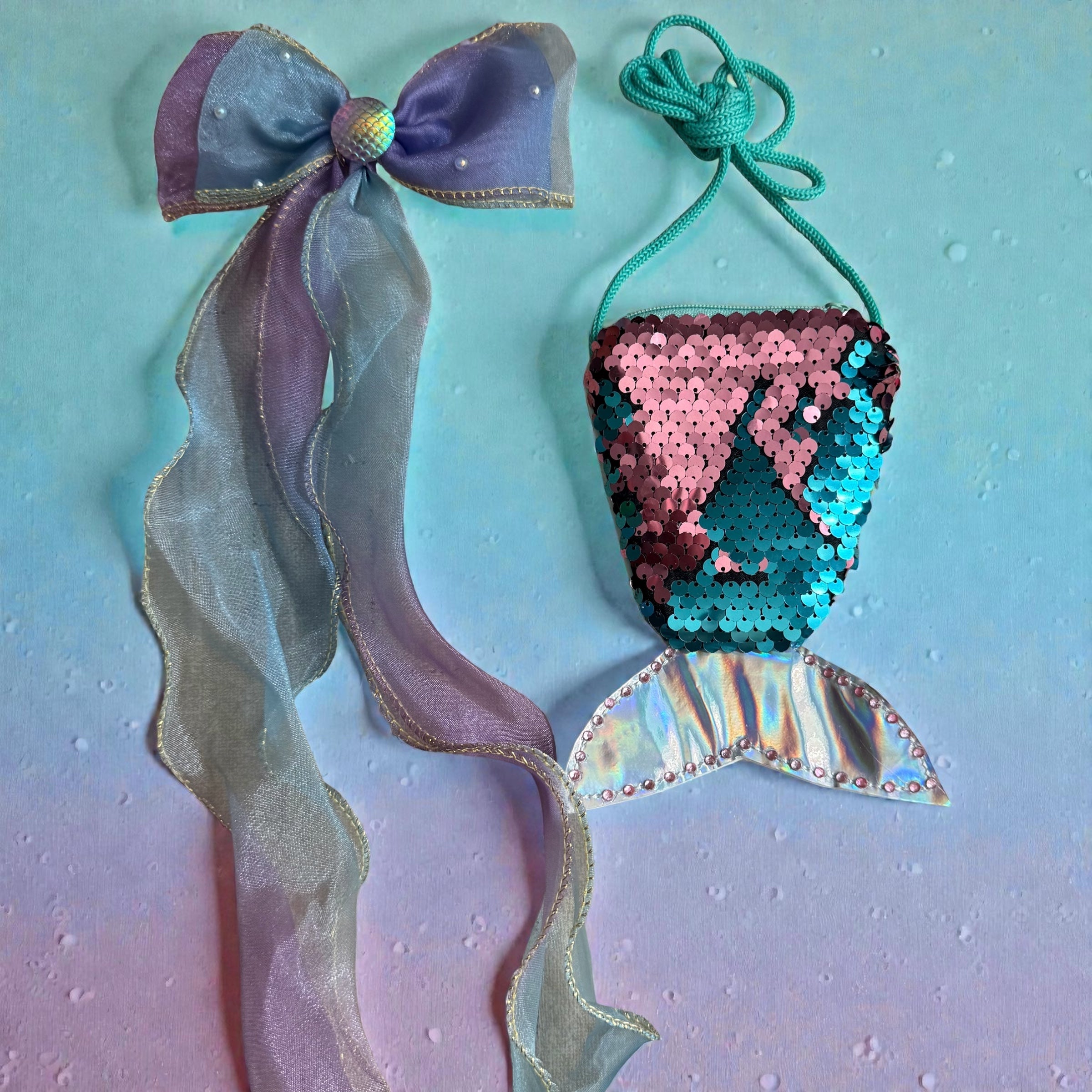 Mermaid purse and color hair bow (set)