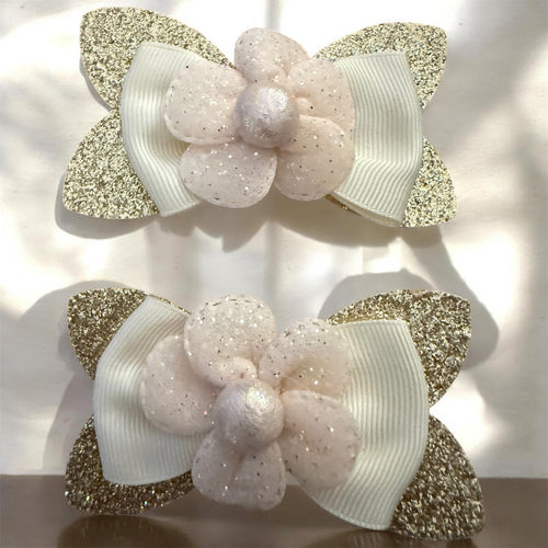 hair bows Tan spark set of 4