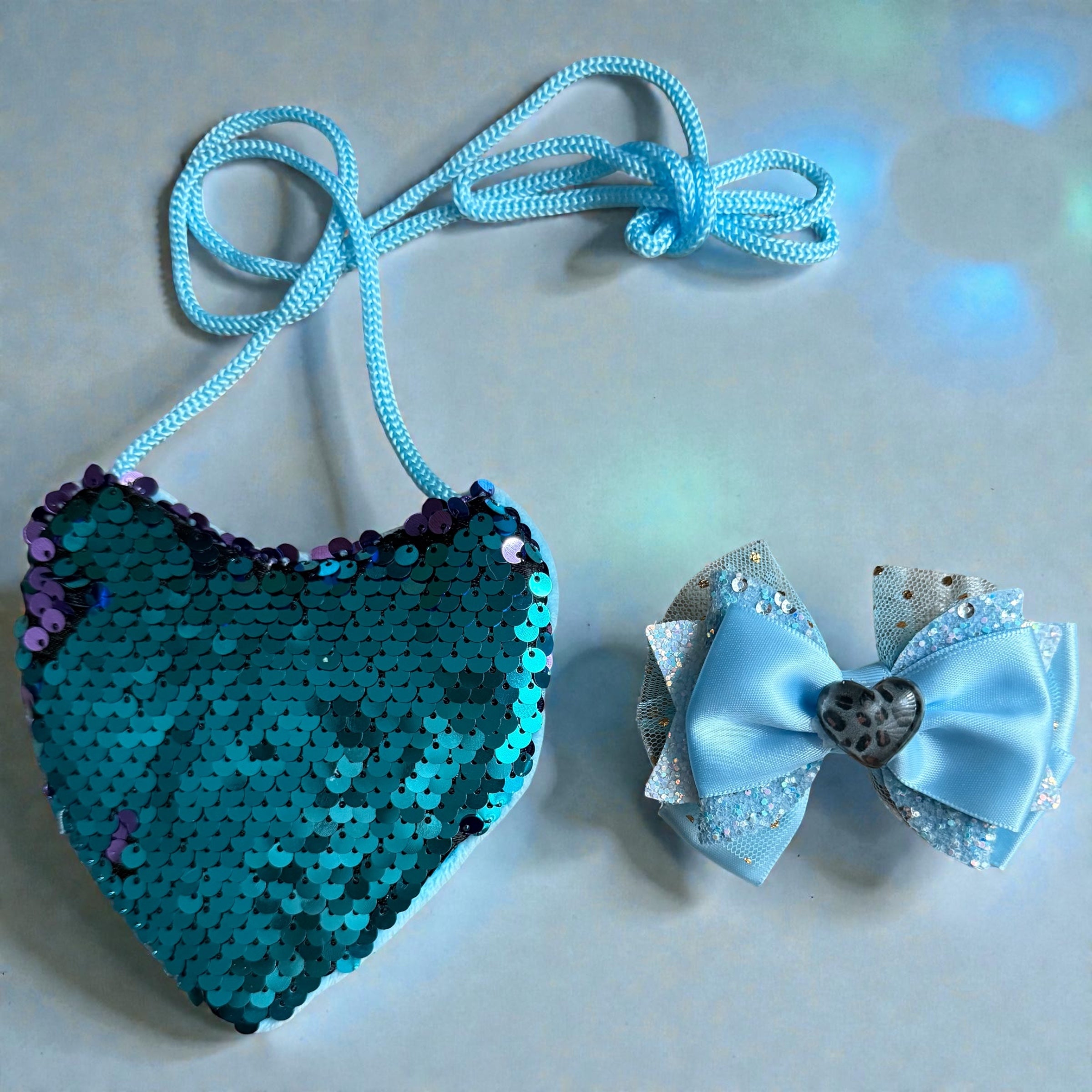 Light blue purse & hair bow(set)