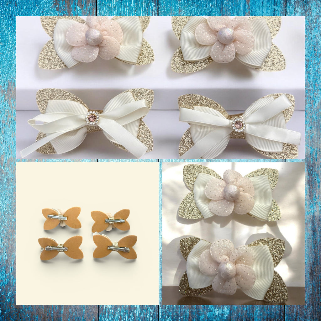 hair bows Tan spark set of 4