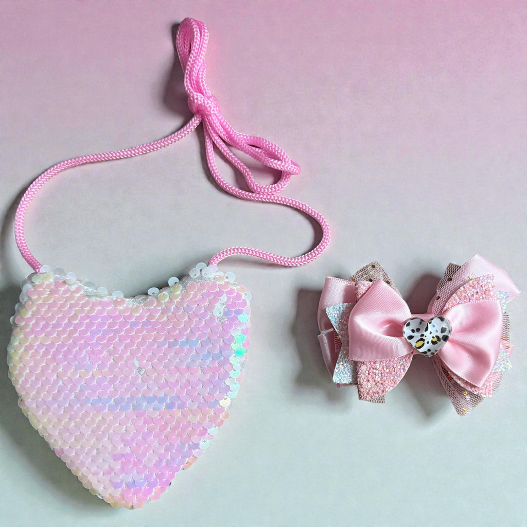 Light pink purse and hair bow set