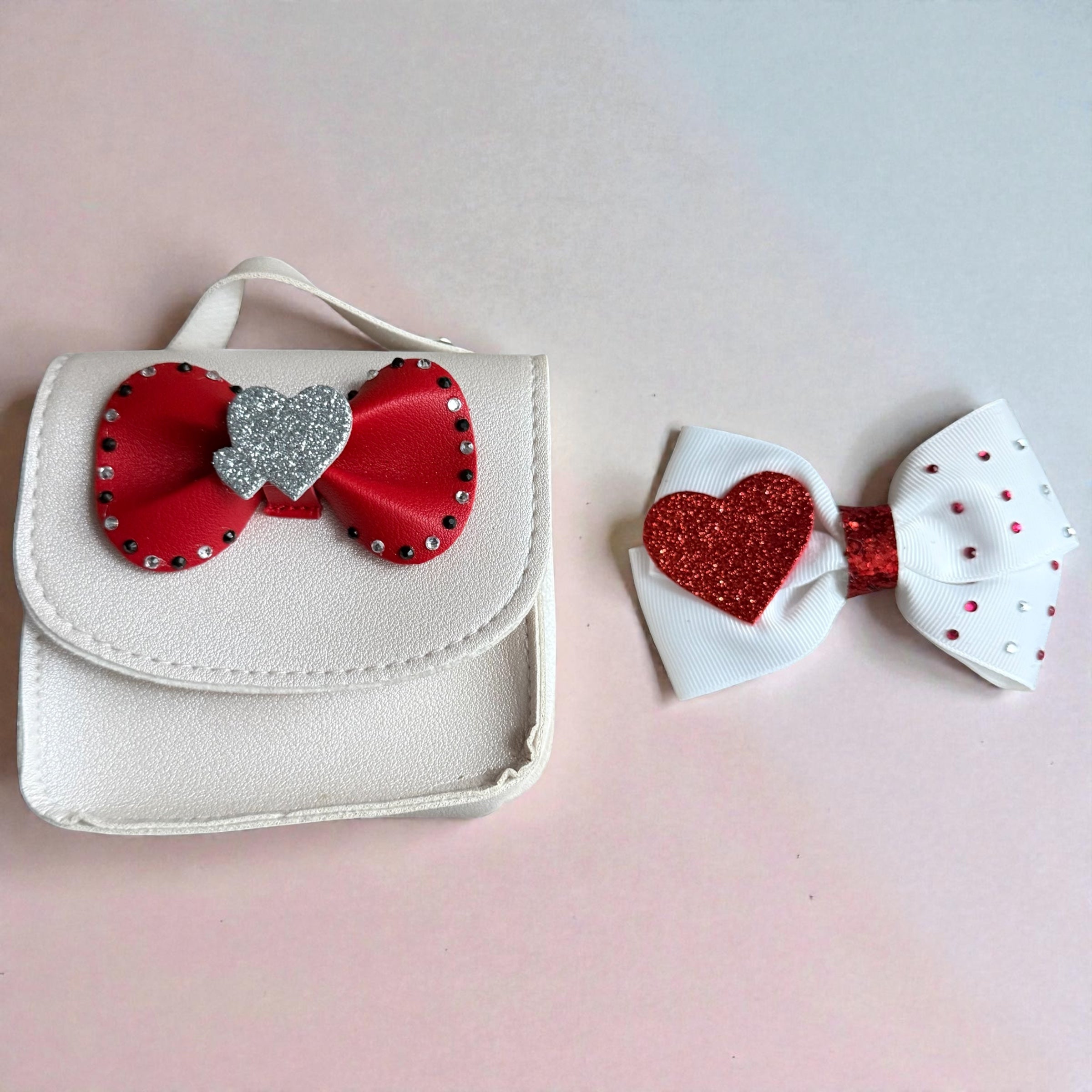 Heart purse & hair bow (set)
