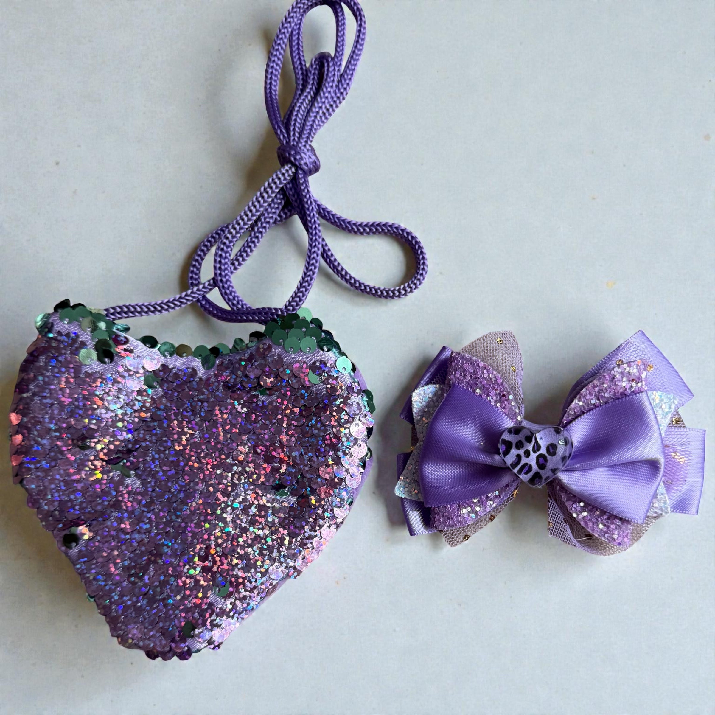 Purple purse and hair bow (set)