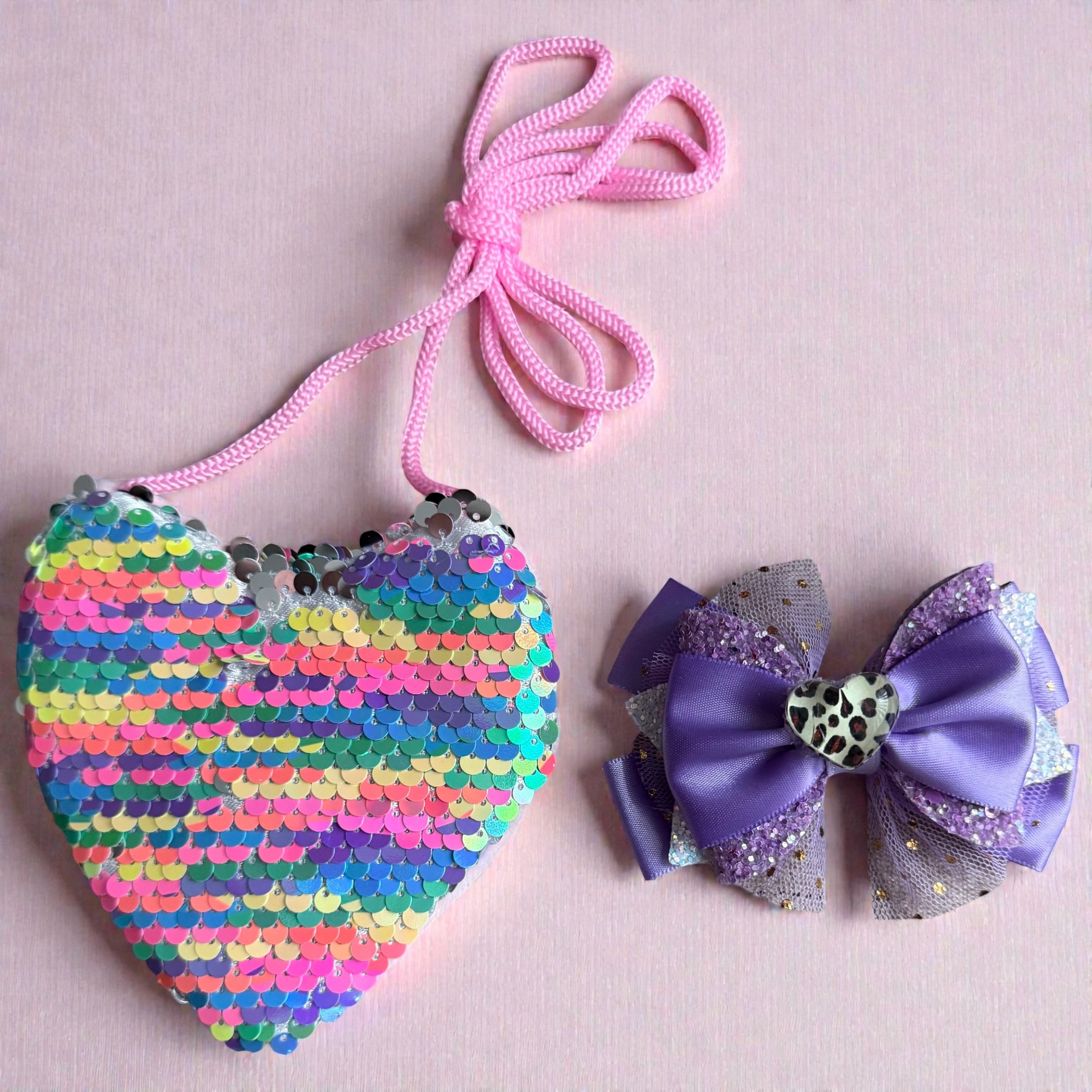 Rainbow purse & hair bow (set)