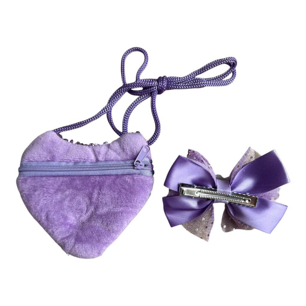 Purple purse and hair bow (set)
