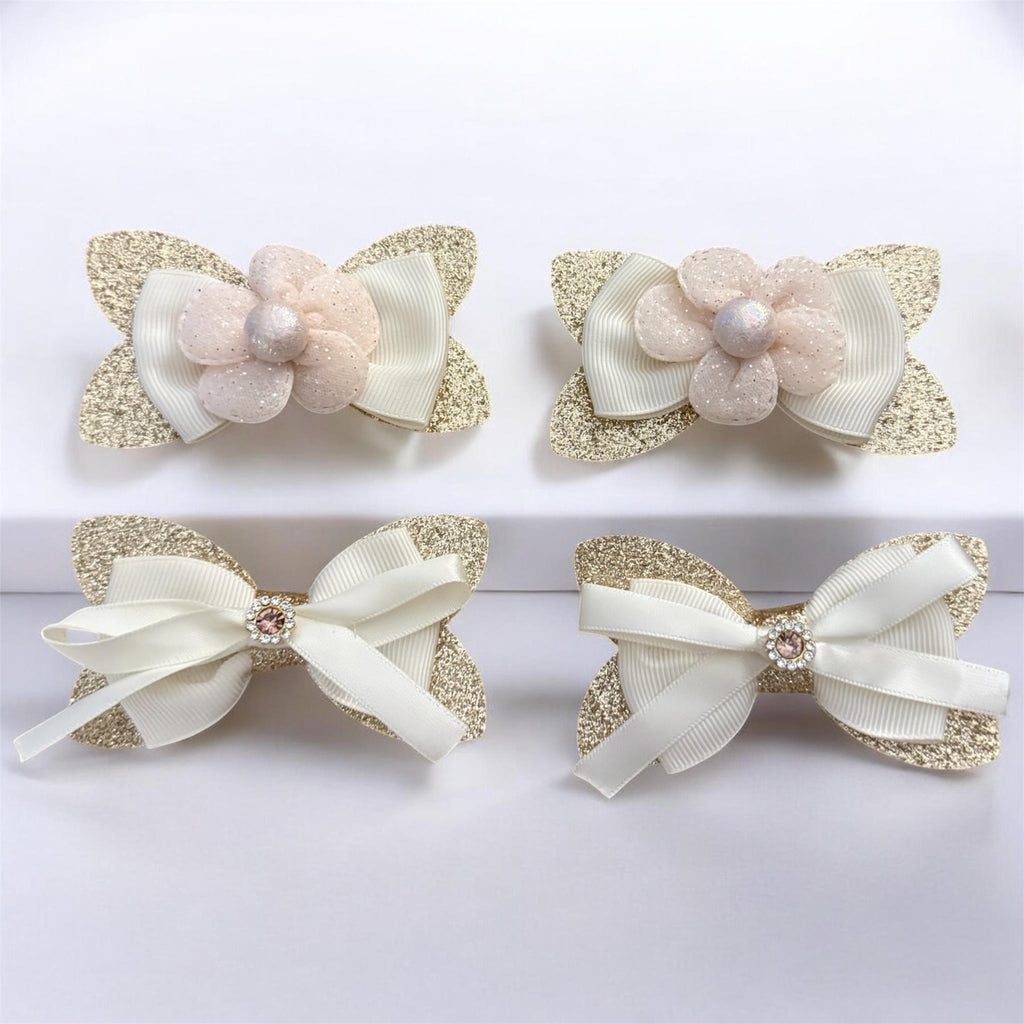 hair bows Tan spark set of 4