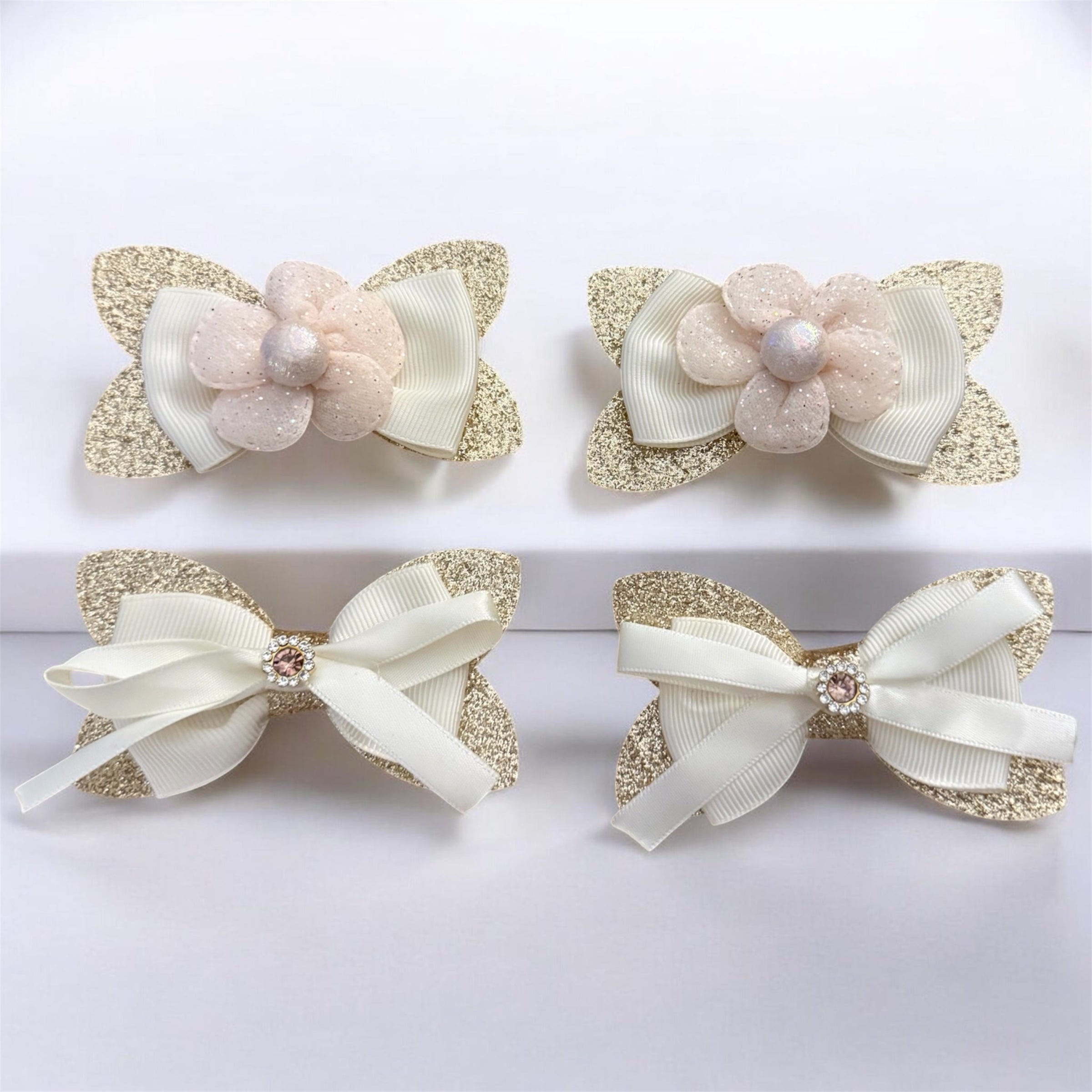hair bows Tan spark set of 4