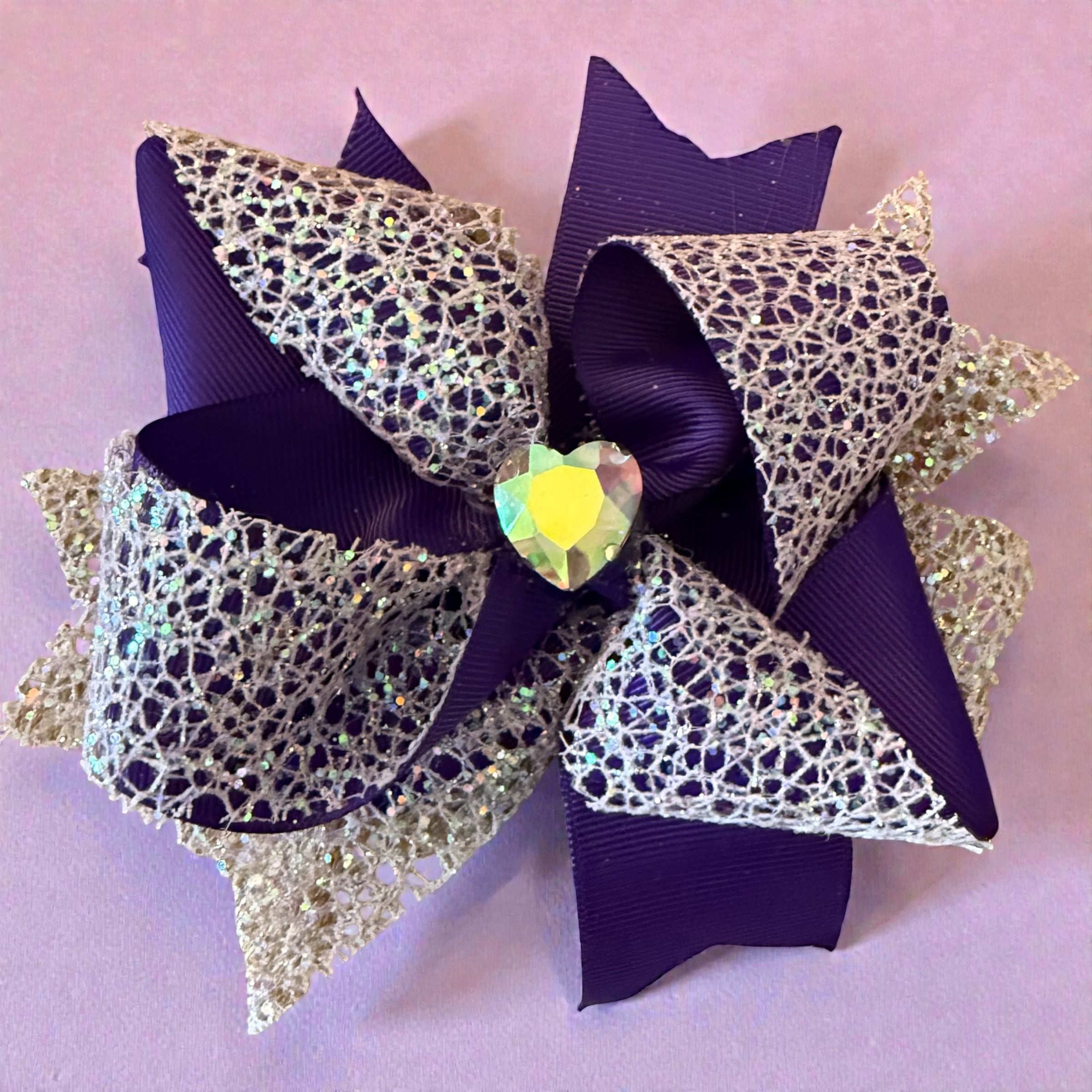 Hair bows purple lg set of 3