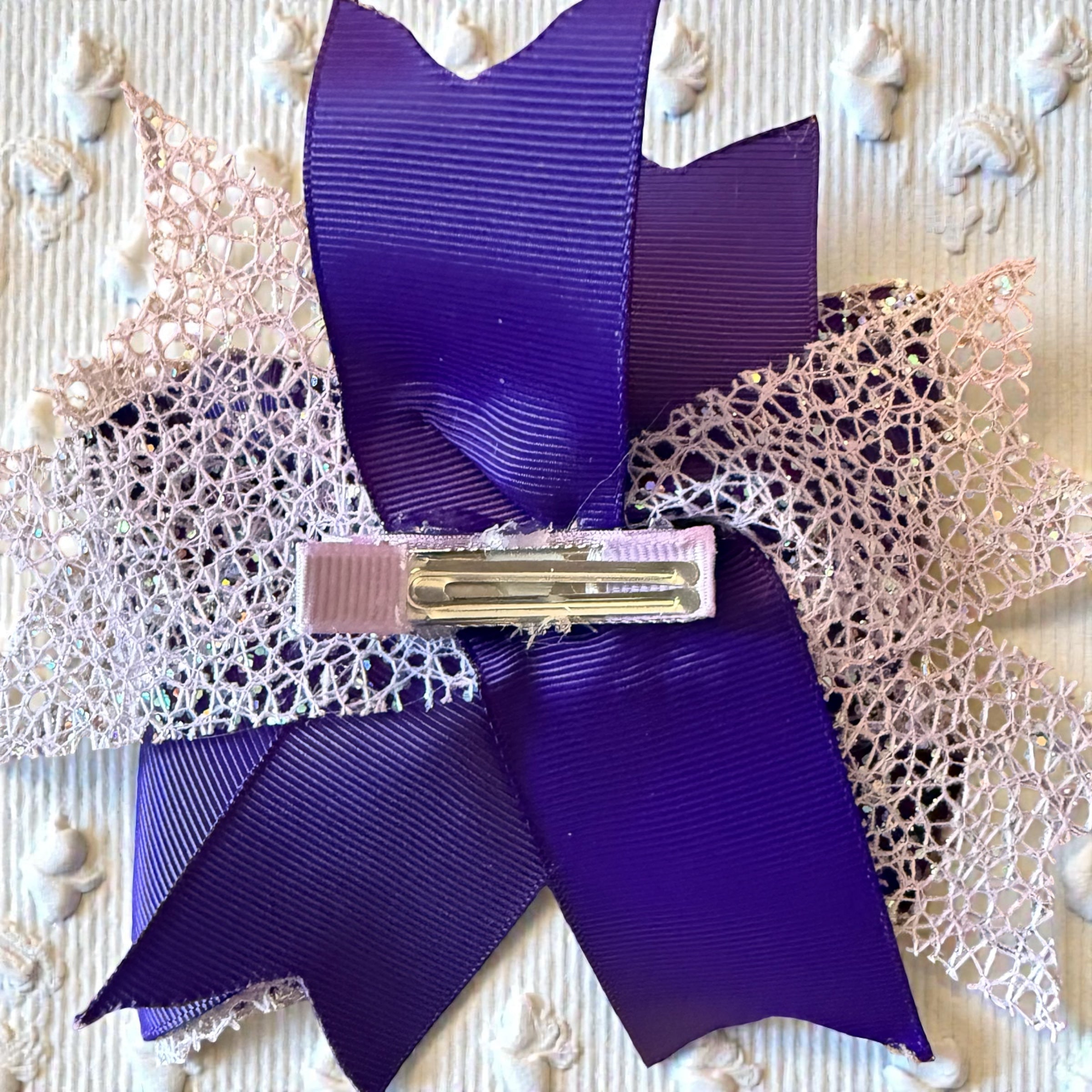 Hair bows purple lg set of 3